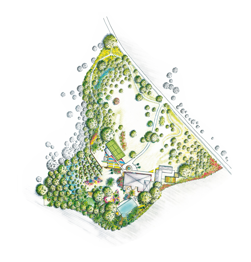 Plan dessiné par Baptiste Salliou - Concepteur Paysagiste